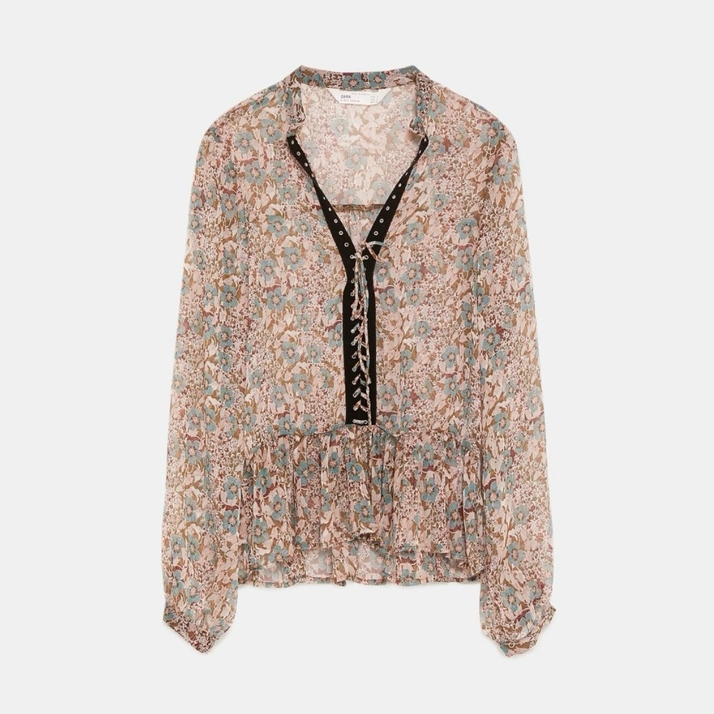 NWOT Zara Printed Floral Blouse